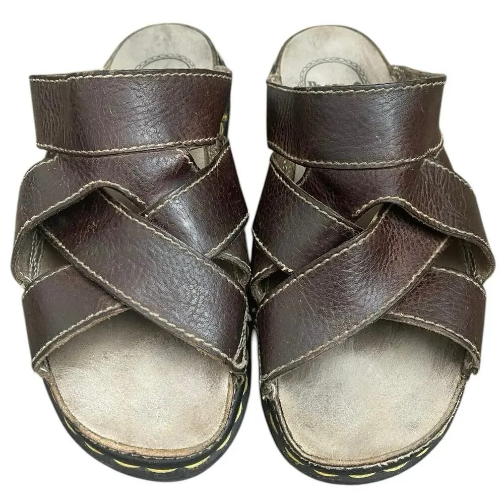 VTG Y2K Dr. Martens Mens Leather Chunky Sandals Slides US 11 Made in England